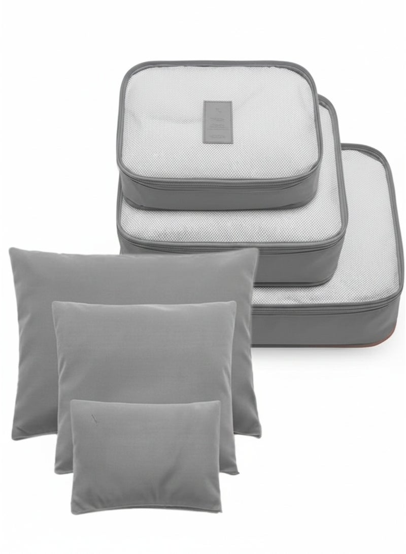 TRAVEL 6pcs Lightweight Packing Cubes – Convenient and Organized Luggage Solution for Clothes, Shoes & Toiletries-gray - Image 1
